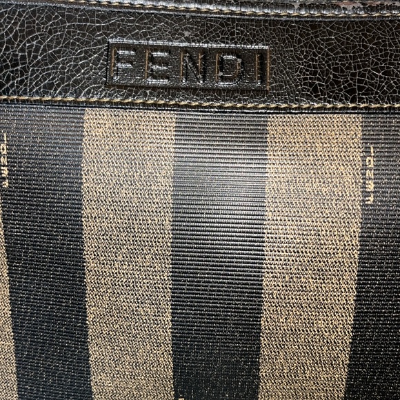 FENDI Pequin Zucca Zucchino Monogram Clutch/Pochette ( Big Size) Brown & Black - Picture 3 of 13